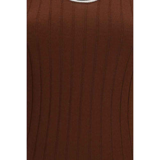 Brunello Cucinelli Bordeaux Wool Oves Aries Sleeveles T-Shirt