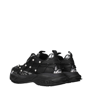 Versace Black Fabric Chunky Sneakers