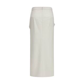 Givenchy White Wool Oves Aries Long Skirt