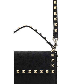 Valentino Garavani Black Calf Leather Bos Taurus Shoulder Bag