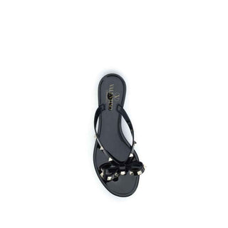 Valentino Garavani Black Cotton Flip-Flop Sandals
