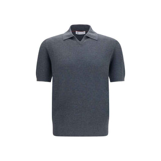 Brunello Cucinelli Gray Cotton Polo Shirt