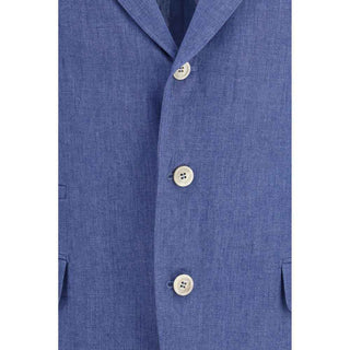 Brunello Cucinelli Blue Linen Full-Length Jacket