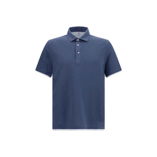 Brunello Cucinelli Blue Cotton Polo Shirt