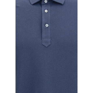 Brunello Cucinelli Blue Cotton Polo Shirt