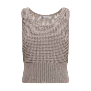 Brunello Cucinelli Beige Cotton Tank Tops