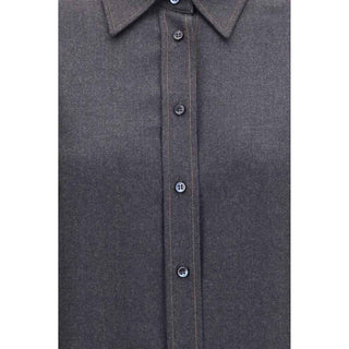 Brunello Cucinelli Gray Wool Oves Aries Dress Shirt