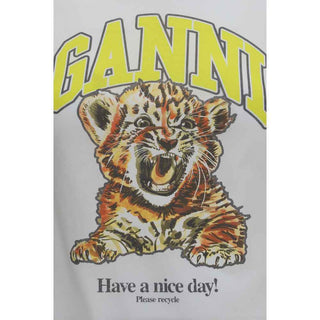 Ganni White Cotton Sweatshirt