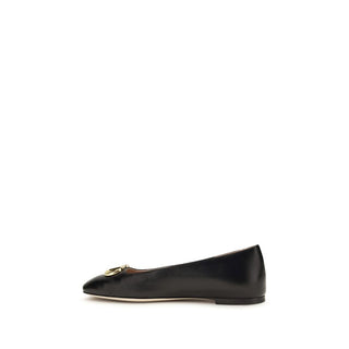 Valentino Garavani Black Calf Leather Bos Taurus Ballet Flats