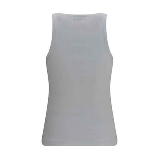 Ganni White Cotton Sleeveles T-Shirt