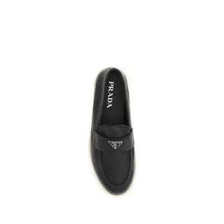 Prada Black Calf Leather Bos Taurus Slip-On Loafers