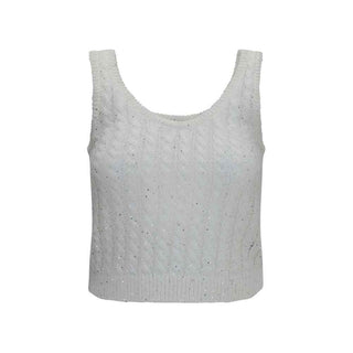 Brunello Cucinelli White Linen Tank Tops