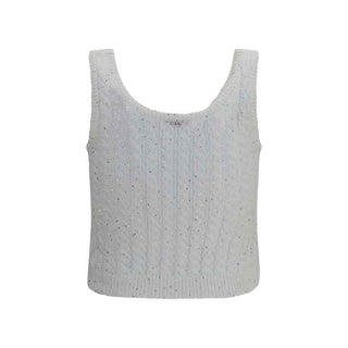 Brunello Cucinelli White Linen Tank Tops