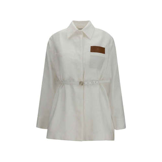 Fendi White Linen Full-Length Jacket