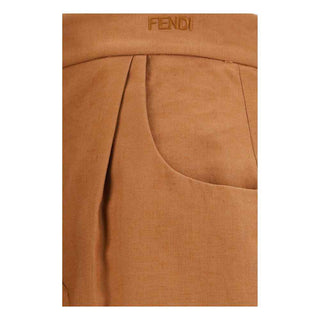 Fendi Brown Linen Casual Pants