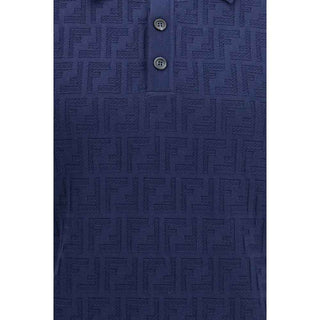 Fendi Blue Cotton Polo Shirt