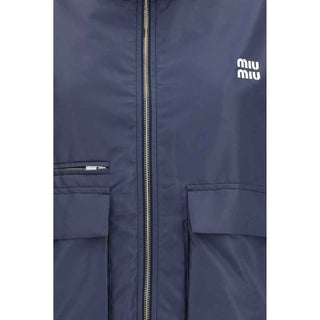 Miu Miu Blue Polyester Full-Length Jacket