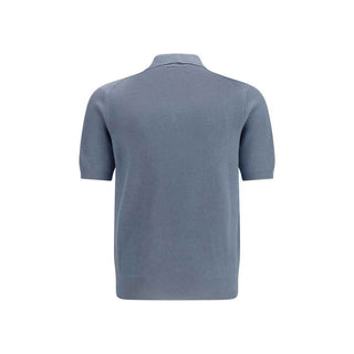Brunello Cucinelli Blue Cotton Polo Shirt