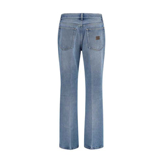 Miu Miu Blue Polyester Relaxed Fit Jeans