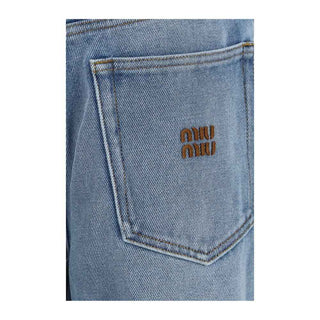 Miu Miu Blue Polyester Relaxed Fit Jeans