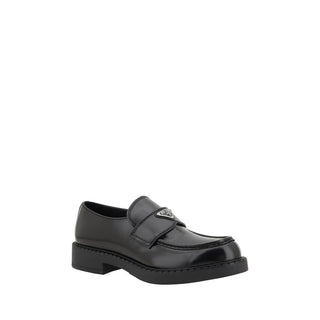 Prada Black Calf Leather Bos Taurus Platform Loafers