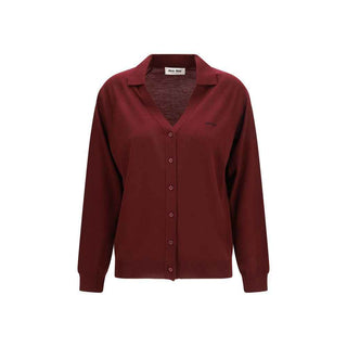Miu Miu Bordeaux Wool Oves Aries Cardigan