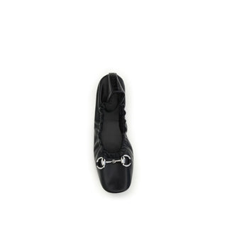 Gucci Black Calf Leather Bos Taurus Ballet Flats