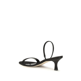 The Row Black Calf Leather Bos Taurus Strap-On Sandals
