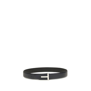 Tom Ford Black Calf Leather Bos Taurus Belt