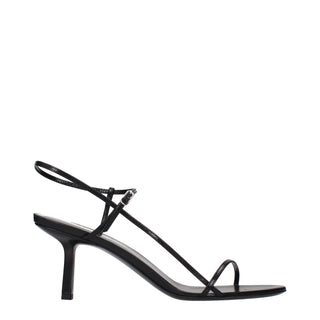 The Row Black Leather Stiletto Heel Sandals