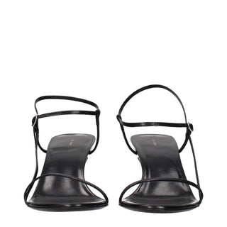 The Row Black Leather Stiletto Heel Sandals
