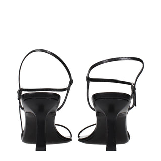 The Row Black Leather Stiletto Heel Sandals