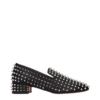 Christian Louboutin Black Leather Slip-On Loafers