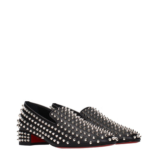 Christian Louboutin Black Leather Slip-On Loafers