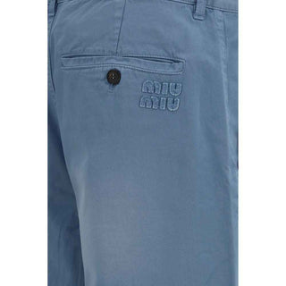 Miu Miu Blue Cotton Casual Pants