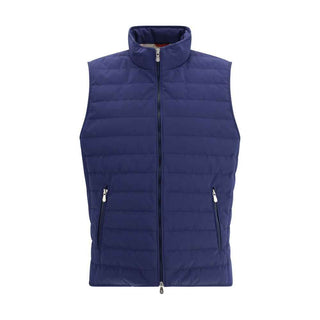Brunello Cucinelli Blue Polyester Sleeveless Jacket