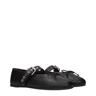 Miu Miu Black Leather Ballet Flats