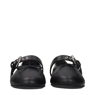 Miu Miu Black Leather Ballet Flats