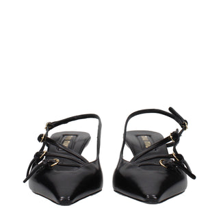 Miu Miu Black Leather High Heel Pumps