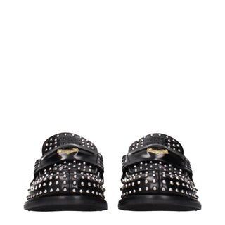 Miu Miu Black Leather Slip-On Loafers