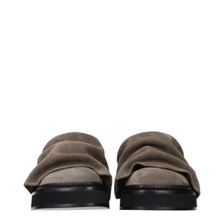 The Attico Gray Leather Slippers