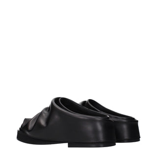 The Attico Black Leather Slippers