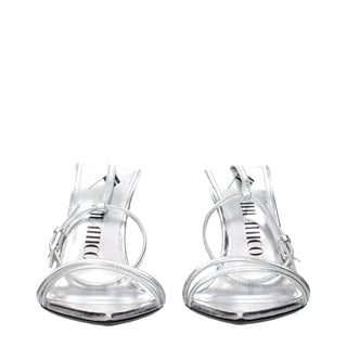 The Attico Gray Leather Stiletto Heel Sandals