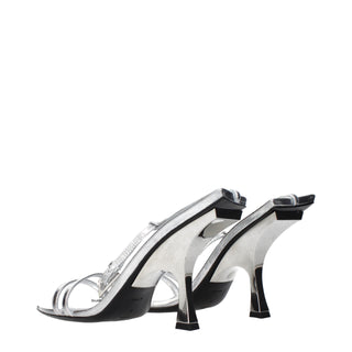 The Attico Gray Leather Stiletto Heel Sandals