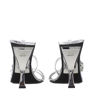 The Attico Gray Leather Stiletto Heel Sandals