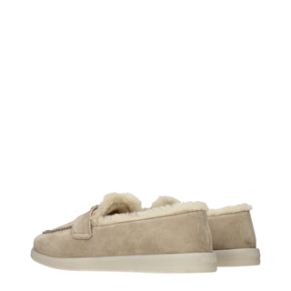 Prada Beige Leather Slip-On Loafers
