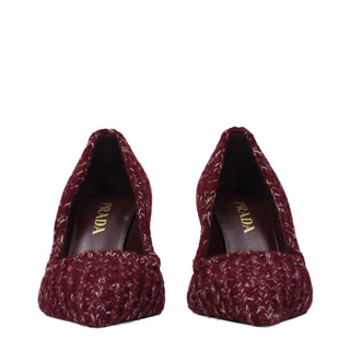Prada Red Fabric Mid Heel Pumps