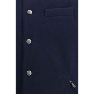 Brunello Cucinelli Blue Wool Oves Aries Sleeveless Jacket