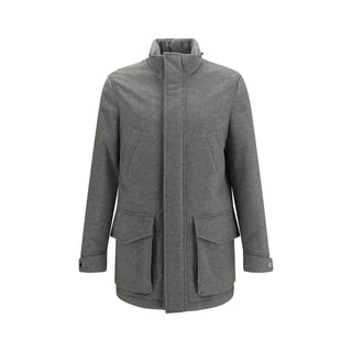 Brunello Cucinelli Gray Cashmere Full-Length Jacket