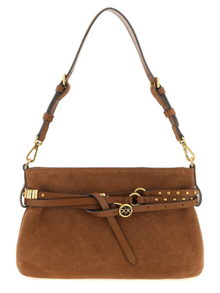 PINKO Brown Lamb Leather Shoulder Bag